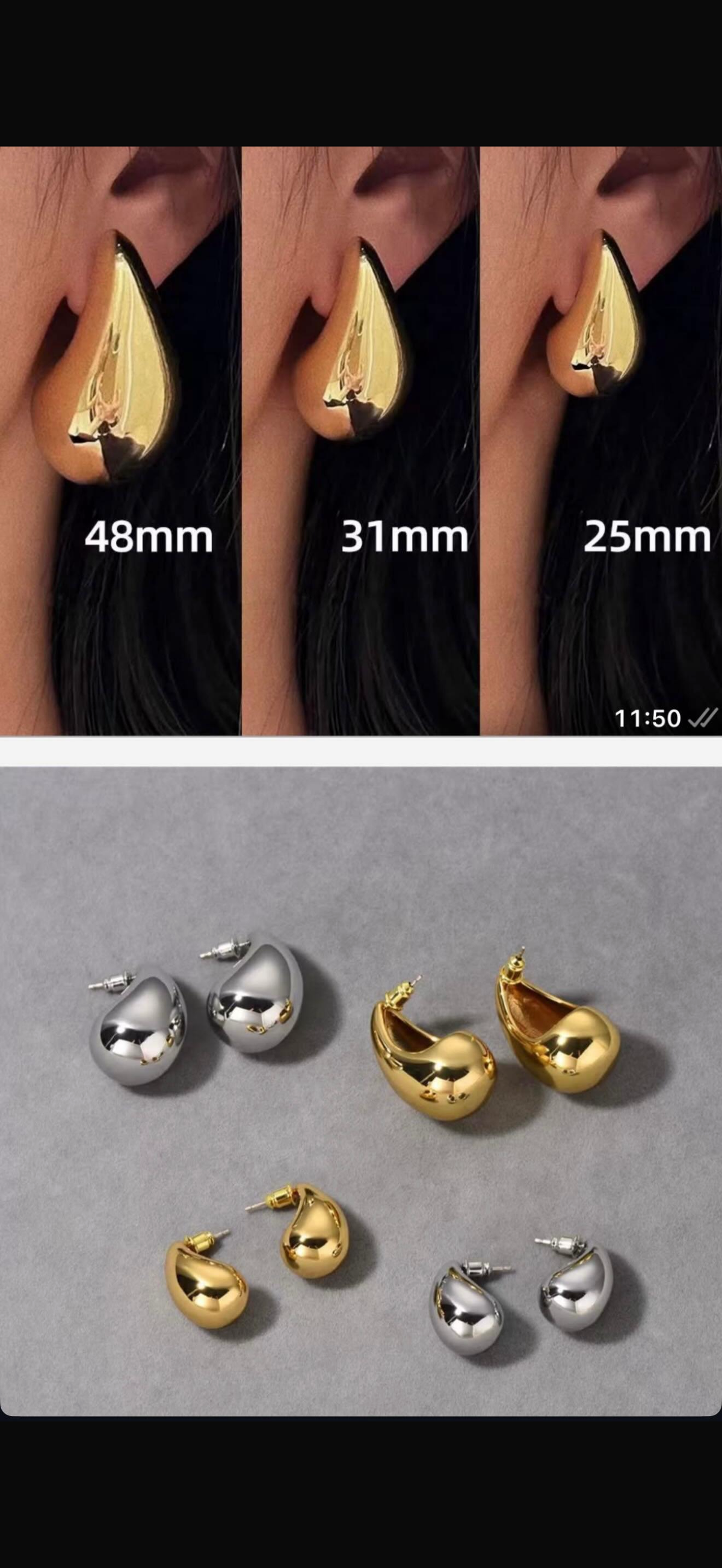 Btg A+A kalite 925 ayar gümüş küpe orta boy 31 mm gümüş+kutulu(birebir)