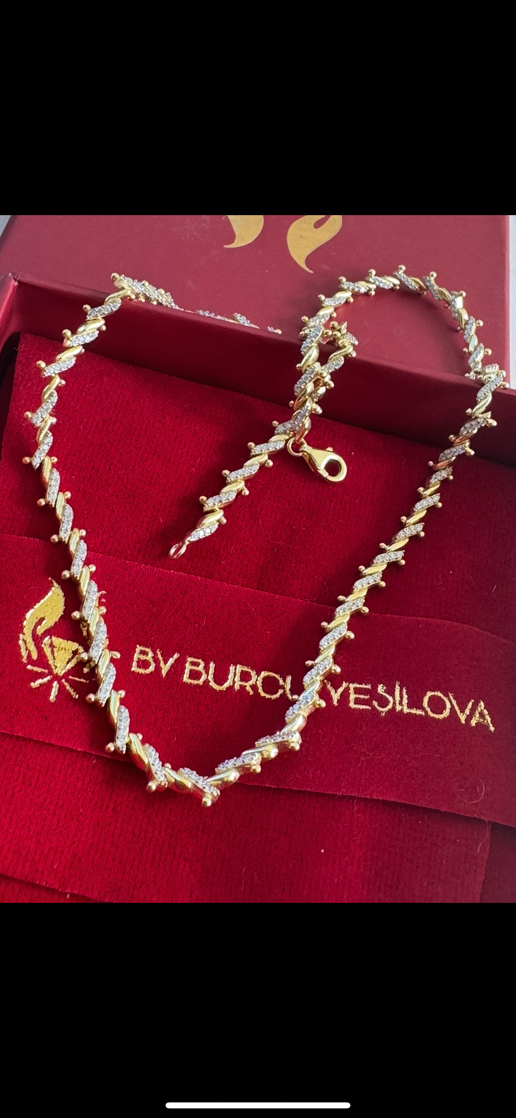 Burgu twist shine 925 ayar gümüş gold kolye