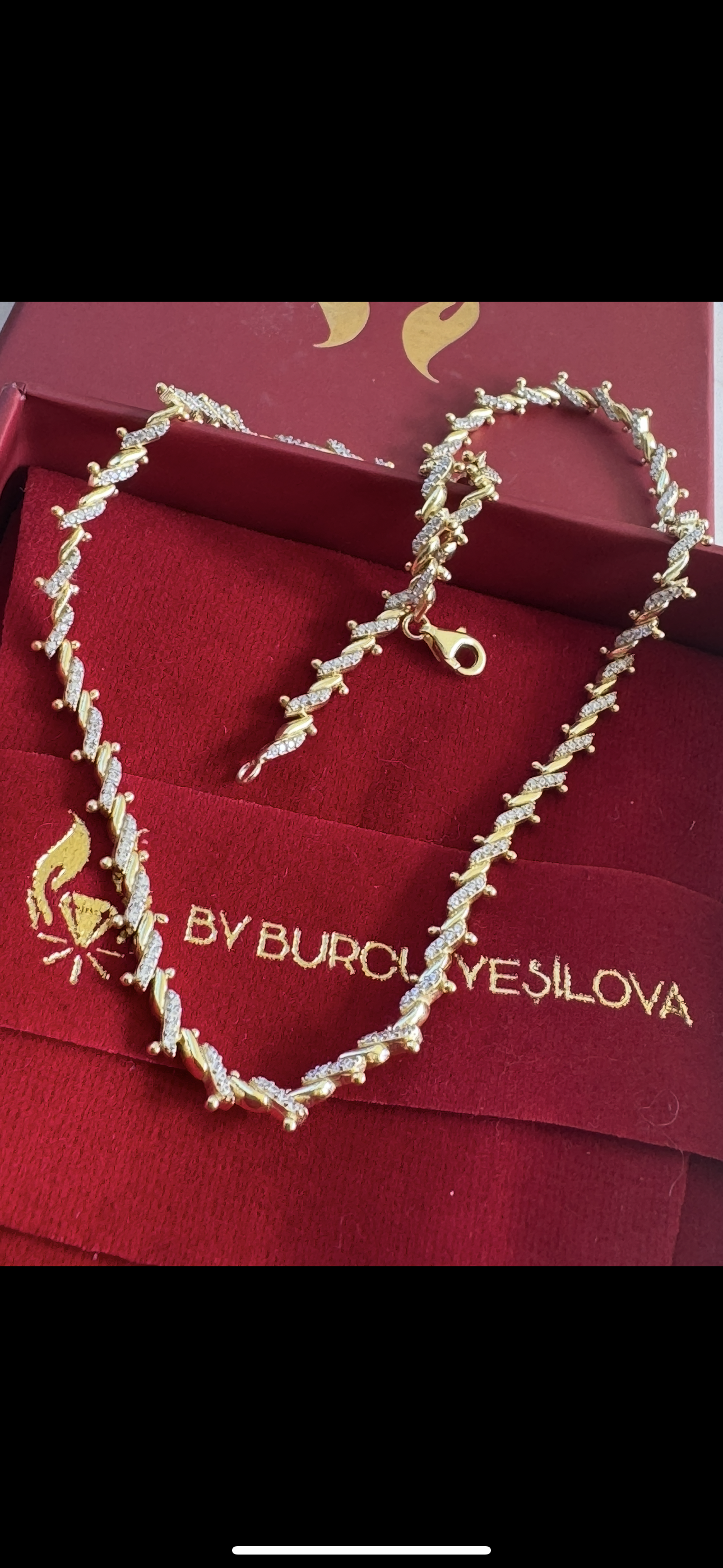 Burgu twist shine 925 ayar gümüş gold kolye