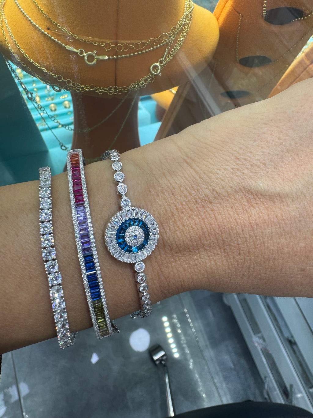 Tekli camgöz 925 ayar gümüş bileklik