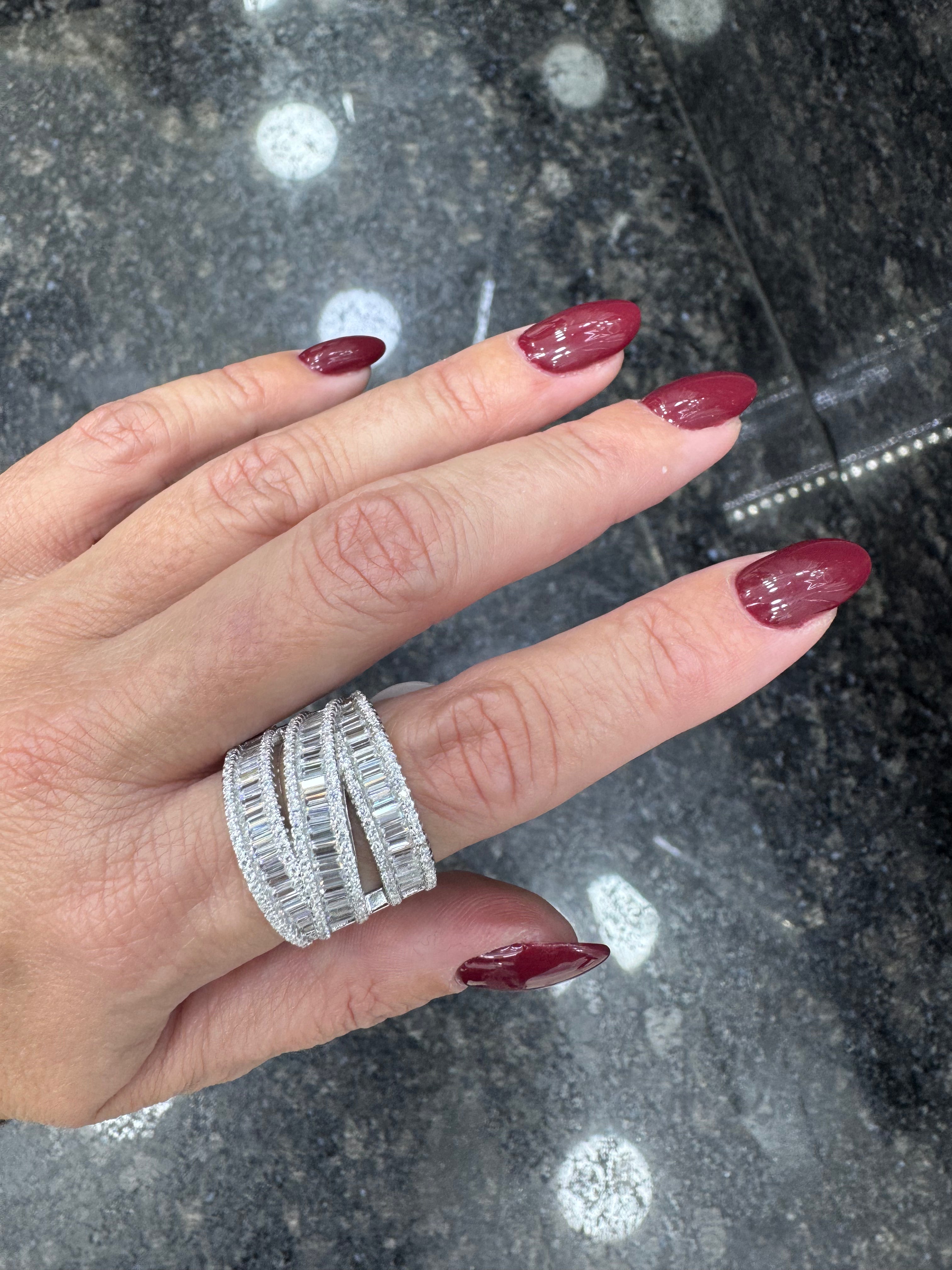 925 ayar gümüş Multi Shine Baguette Ring