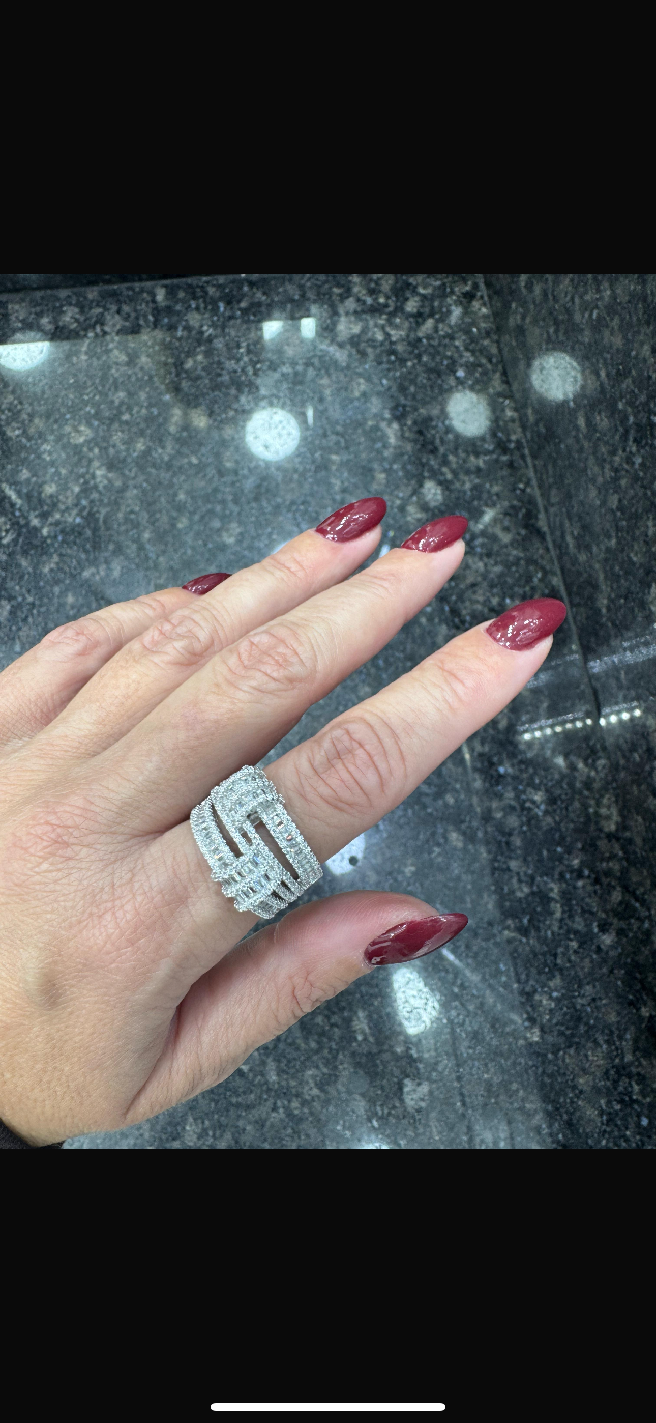 Interlock Shine 925 Gümüş Geometrik Baget Yüzük”