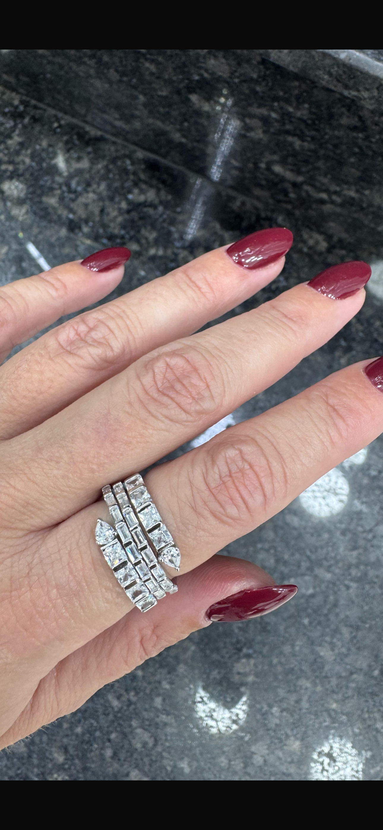 Marquis Trio 925 Ayar Gümüş Üç Sıra Baget Tasarım Yüzük